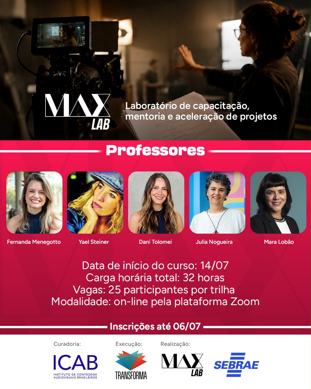 🎬 Seu projeto está pronto para o mercado?

O MAX LAB abre inscrições para uma jornada de capacitação, mentorias e aceleração voltada ao mercado audiovisual.

Escolha sua trilha:
✅ Desenvolvimento de Negócios
✅ Branded Entertainment
✅ Adaptação Literária
✅ Internacionalização 

Participantes poderão ter acesso a oportunidades exclusivas, como:

🌎 Participação em mercados internacionais via Brazilian Content
🤝 Agenda exclusiva com players durante a MAX 2026
🎤 Pitchings e rodadas de negócios
🚀 Mentorias especializadas

Garanta sua vaga!

🔗 https://max.sebraemg.com.br/max-lab